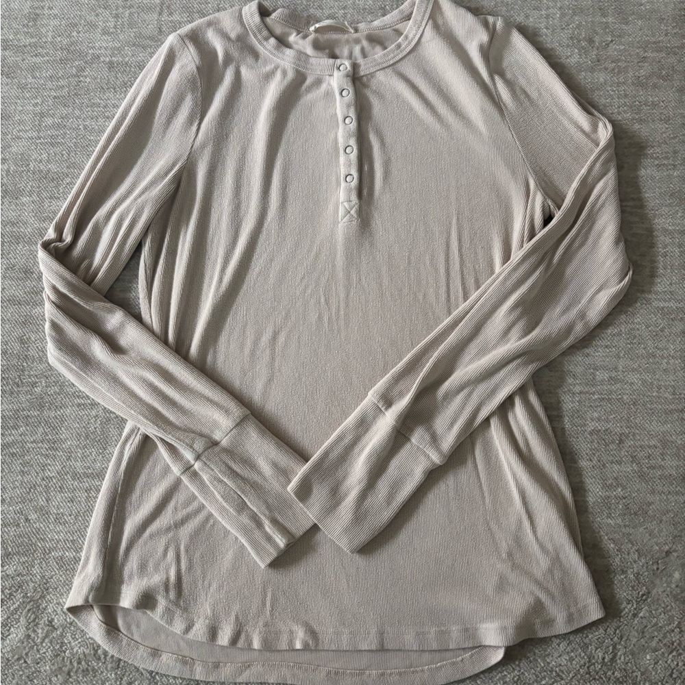 Women's Cream Long Sleeve Henley Maternity Top